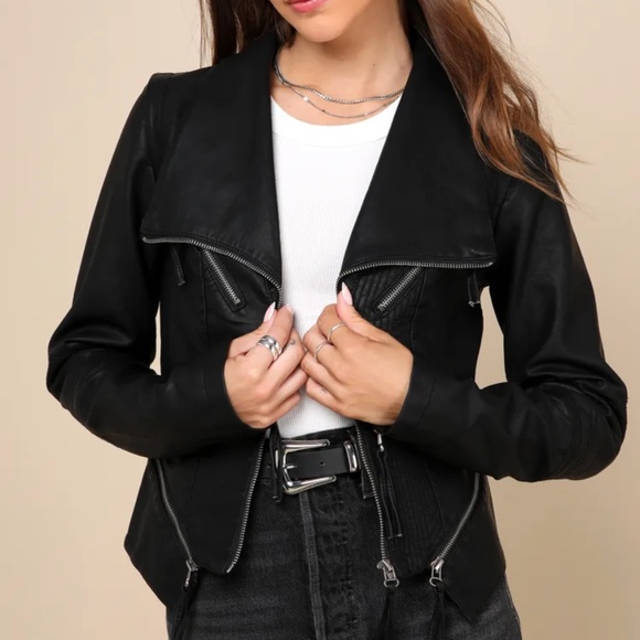 Lulus Up On a Tuesday Vegan Leather Jacket, Size Small - Picture 1 of 4